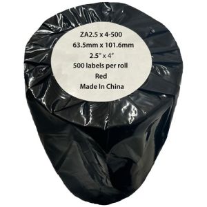 Compatible Zebra 63.5mm x 101.6mm Red Shipping Paper Label Roll - 500 Labels (ZA2.5x4-500) 25mm Core