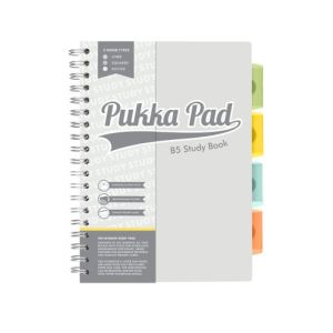 Pukka Pad B5 Study Book with 4 Coloured Dividers 3 Types of Paper Ruling and Revision Cards