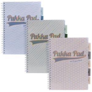 Pukka Pad Haze Project Book A4 Wirebound 200 Pages 80GSM Ruled Sheets with Repositional Dividers (Pack of 3) Assorted