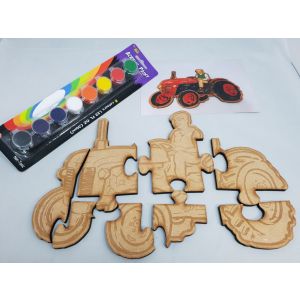 Hand Crafted Wooden Puzzle - Paint Your Own Tractor