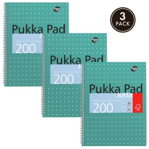 Pukka Pad Metallic Jotta A4 Wirebound Hardcover Notepad 100 80GSM Ruled Sheets (Pack of 3)