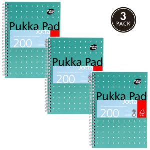 Pukka Pad Metallic Jotta A5 Wirebound Hardcover Notepad 100 80GSM Ruled Sheets (Pack of 3)