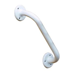 WHITE ROUND FLANGE STEEL GRAB RAIL 610MM