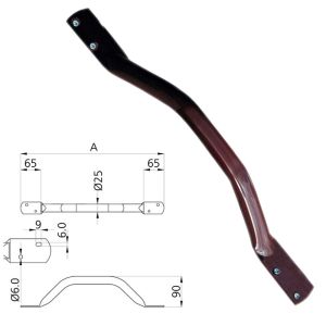 BROWN FLAT END STEEL GRAB RAIL 455MM