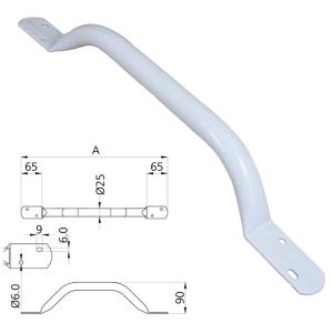 WHITE FLAT END STEEL GRAB RAIL 610MM