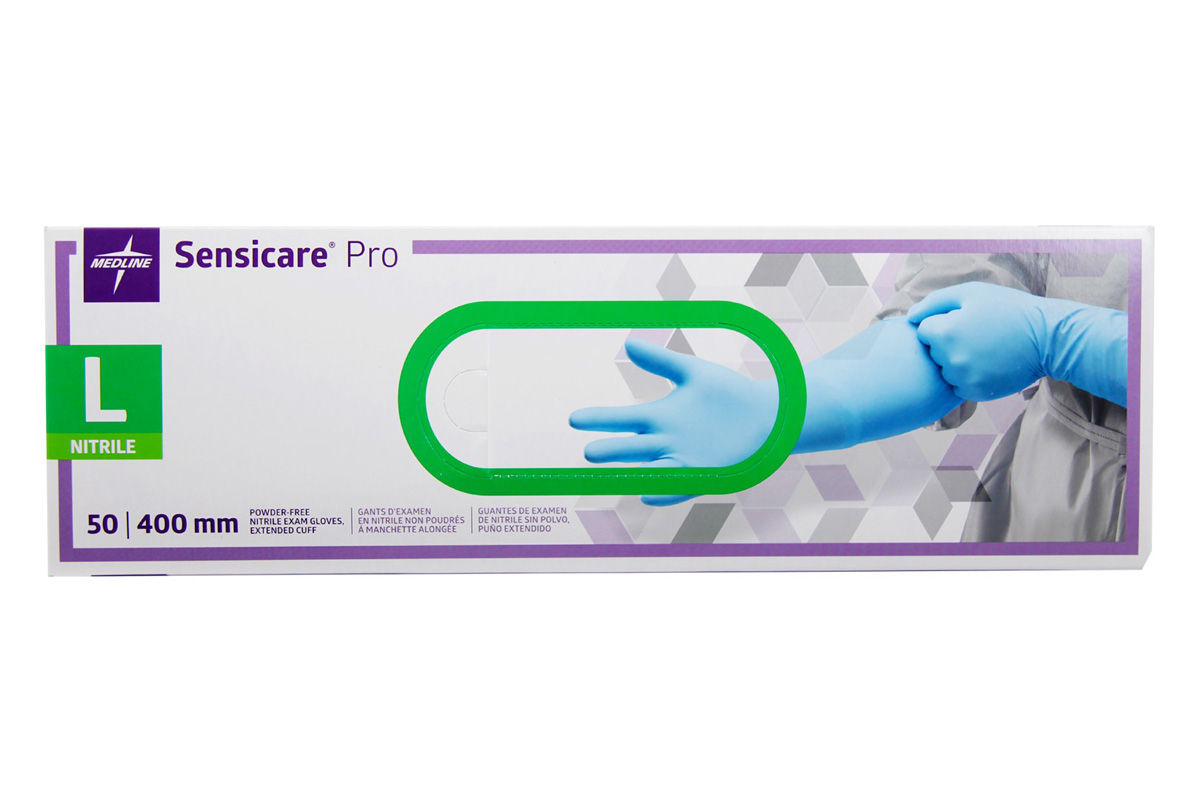 sensicare extended cuff nitrile exam gloves